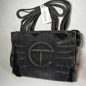 Telfar Medium Denim Shopper - Distressed Black